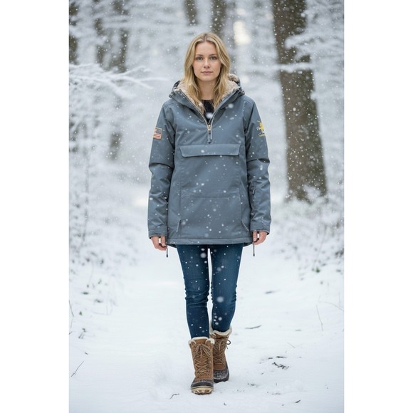 Turbine Jackets & Blazers - Turbine Team Alaska Arctic Winter Games Anorak Jacket Gray Womens Medium